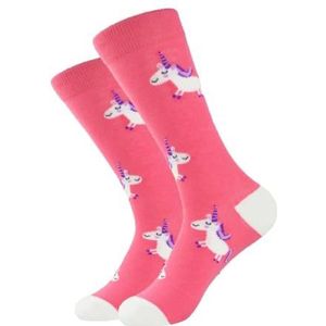 CWPFVQA 1 x roze eenhoornsokken, eenhoornsokken, roze sokken, damessokken, creatieve sokken, Roze, Small-Medium