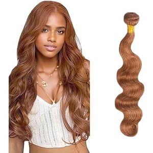 Salharer Body Wave Human Hair Bundles Single Extensions Machine Double Wefts Unprocessed Remy Weave Light Brown Color for Woman 16 Inch