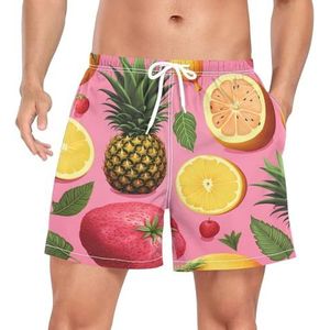 Niigeu Cool Fruit Lemon Pineapple zwembroek voor heren, sneldrogend, met zakken, Leuke mode, L