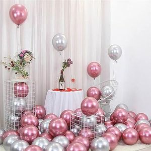 Feestdecoraties 20 stuks roségouden confetti metalen ballon gelukkige verjaardag decoratie eerste verjaardag jongen meisje feestbenodigdheden baby 1e jaar decor (kleur: zilver rose rood)