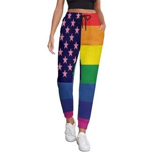 Gay Vlag Gebaseerd op de VS-vlag Dames Joggingbroek Running Joggers Broek Casual Broek Elastische Taille Lange Met Zakken