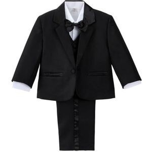 Lito Angels Baby Jongen Formele Jurk Pak 5 Stuks Set Smoking Zwart, Maat 86 (Leeftijd 12-18 Maanden) (Markeringsnummer 1)