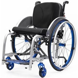 CFMAIF Rolstoel, opvouwbaar, zelfrijdend, draagbaar, ideaal voor op reis, licht, aluminium, afneembare voetsteunen, handmatige remmen (blauw, 42 cm zit)