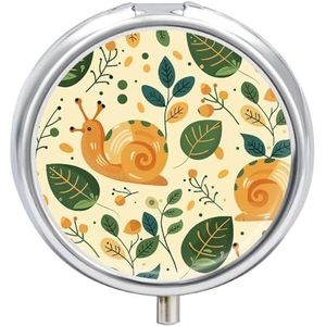Pillendoos 3 Compartiment Kleine Pil Case voor Portemonnee & Pocket Groen Kleine Slak Ronde Pillendoos Leuke Vitaminen Visolie Supplementen Olie Opbergdoos Draagbare Pil Containe Reizen Gift