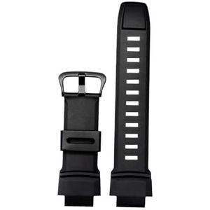 18mm vervangende horlogeband geschikt for Casio PROTREK PRG-260/550/250/500 PRW-3500/2500/5100 waterdichte siliconen zwarte band (Color : Black-BK with Linker, Size : 18mm)