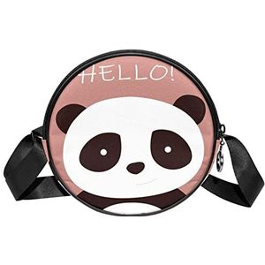 Ronde Crossbody Tas Mooie Panda Hello-01 Messenger Bag Purse voor Vrouwen, Meerkleurig, 6.7x6.7x2.3 in, Sling Rugzakken