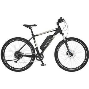 FISCHER E-mountainbike MONTIS EM 1726 elektrische fiets voor dames en heren, RH 48 cm, achtermotor 45 Nm, 48 V accu, zwart, 48 cm - 418 Wh