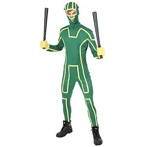 Heren Ninja Kick Ass Superheld themakostuum groen