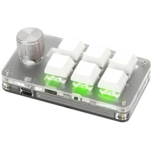 QPSJXN Aangepaste mechanisch Bluetooth 5.0 -toetsenbord -RGB met programmeerknop en rode schakelaar (K06 BT RGB White)