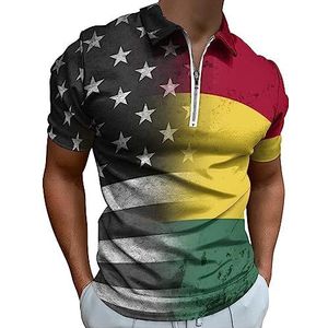 Vintage Ameriacn Boliviaanse Vlag Polo Shirt voor Mannen Casual Rits Kraag T-shirts Golf Tops Slim Fit