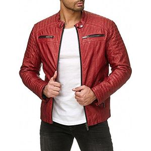 Red Bridge herenjas, slim fit, casual, namaaklederen, katoenen, moderne, bikerjassen, Rood, S