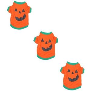 FRCOLOR 3 stuks puppy shirt rollenspel outfits huisdier Halloween cosplay-kostuum oranje T-shirt grappige huisdiercosplay-jurk kleding Halloween huisdierkostuum pompoen instellen