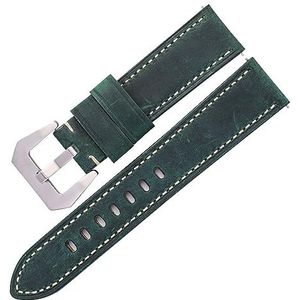 Retro Heren Lederen Horlogebanden 22 Mm 24 Mm Hoogwaardige Kwaliteit Lederen Polshorlogebanden Quick Release (Color : Green, Size : 24mm)