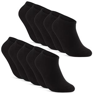 10 | 20 | 30 Sneaker Sokken Heren & Dames Zwart Wit Grijs Katoen (10x Zwart 35-38)