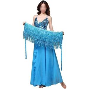 Buikdans Heup Sjaal, Dansgordel Sjaal Dans Pailletten Kostuum Wikkel Kraal Outfit Riem Rok Buikdans Heup(Blue)