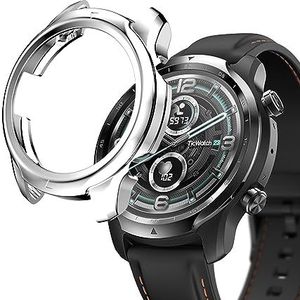 Watch Case BZN for Ticwatch Pro 3 GPS Electroplated TPU Half verpakt horloge beschermhoes (roze) (goud) (zilver) (zwart) enz. (Color : Silver)