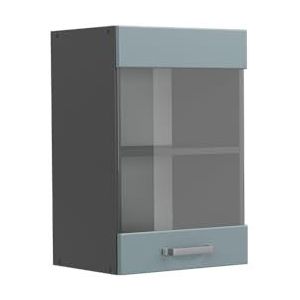 Vicco Glashangkast, keukenkast, R-Line Solid, antraciet, blauw, grijs, 40 cm, modern