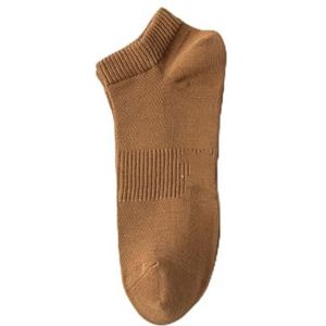 Heren lente en zomer nieuwe boot sokken katoenen mesh bedrukte sokken veelzijdige lage effen kleur sportsokken(Brown)
