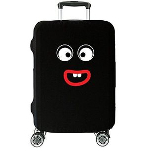 Zeer elastische reiskoffer afdekking beschermhoes kofferhoes kofferhoes zwart met patroon L groot 27-30"" [083], Monster, L: Groß 27""-30