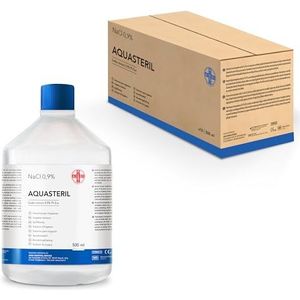 AIESI® Fysiologische zoutoplossing voor neuswassen en irrigatie 500 ml steriel met hersluitbare dop AQUASTERIL (verpakking van 10 stuks), natriumchloride 0,9%