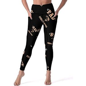 Dad's Fishing Buddy Dames Yoga Broek Hoge Taille Leggings Buikcontrole Workout Running Leggings S