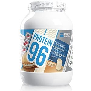 Frey Nutrition Protein 96 (Cookies & Cream, 750 g), ideaal voor koolhydraatgereduceerde dieet-fasen en als tussendoortijd, hoog caseaandeel, laag carb, Made in Germany