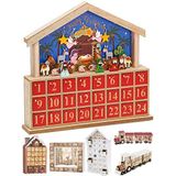 BRUBAKER Herbruikbare houten adventskalender te vullen - Bethlehem met 24 deuren - Doe-het-zelf-kalender 34,5 x 32 x 6 cm