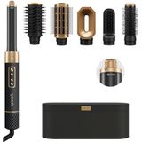 Navado Airstyler Pro - Multifunctionele Föhnborstel Set, 6 in 1 Föhnborstel, Heteluchtborstel, Krultang, Stijlborstel, Professionele borstel, 1400 watt BLDC-motor (Zwart)