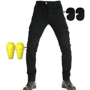SHUOJIA Motorbroek voor dames en heren, motorbikerjeans versterkte bescherming motorbroek denim broek hardloopbroek, A8, S