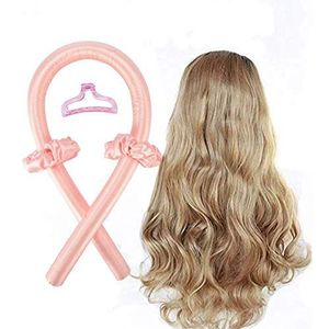 DIY Heatless Curling, Heartless Curling Rod Hoofdband Zijde Hitteloze Haar Roller Geen Warmte Spiraal Krulspelden voor Lang Haar Krulspelden Spiraal Krullen Styling Kit (1 stk-Hot Roze)