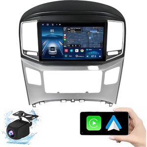 Android 14.0 2 Din Autoradio 9"" Touchscreen Auto Stereo voor Hyundai H1 2017-2018 met Draadloze Carplay Android Auto GPS navigatie AHD Omgekeerd beeld Stuurwielbediening(P1(1G+32G))