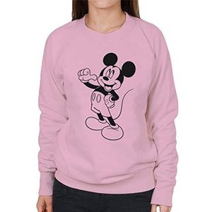 Disney Mickey Mouse Classic Black Sketch Sweatshirt voor dames, Lichtroze, XXL