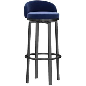 Barkrukken op tegenhoogte, draaibare barkrukken Set van 1/2 krukken Metalen barkrukken met lage rug Fluwelen stof Moderne keukenkrukken for eiland (Color : Blue, Size : 1 Pcs65cm sitting height)