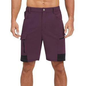 Men's Cargo Shorts Heren Cargo Hiking Shorts Outdoor Lichtgewicht Quick-Dry Shorts Golf Wandelen Klimmen Vissen Korte Met Rits Zakken Work Shorts with Multi-Pocket(Purple,XL)