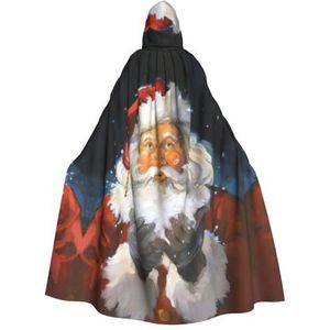 WURTON Kerstman in de sneeuw carnaval cape met capuchon voor volwassenen, heks en vampier cosplay kostuum mantel, geschikt voor carnavalsfeesten, 190 cm