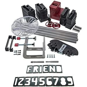 Milescraft 1212 SignPRO Sign Making Kit voor Routers - 2,5 inch & 1,5 inch Horizontale letters (166 sjablonen), 1,5 inch & 2,5 inch. verticale nummers (80 sjablonen) - 3/8 "". router bit meegeleverd- complete kit