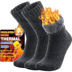 Welwoos Thermosokken Warme Wintersokken Dikke Kuschelsokken Skisokken Werk Sokken Outdoorsokken Kerstsokken Dames Heren Sokken Cadeaus Kerst Winter Christmas Socks (Donkergrijs, L)