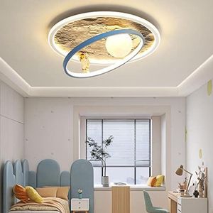 LED plafondlamp moderne creatieve kinderkamer decoratieve maan oppervlak astronaut ontwerp dimbaar met afstandsbediening jongens en meisjes kamer licht eetkamer woonkamer metalen kroonluchter (Size :