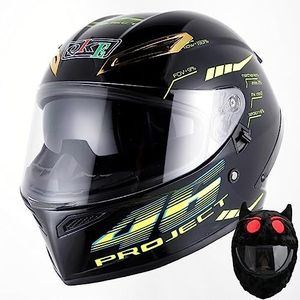 Motorhelm, DOT-goedgekeurde opklapbare modulaire jeugdhelm, crossmotorhelm met hoes for bromfiets ATV Cruiser F, XXL(C,M(5758 cm))