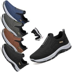 Orthopedische schoenen voor heren zonder veters Sneakers, wandelschoenen voor heren, orthopedische comfortschoenen voor heren, slijtvast en antislip(Black,45 EU)