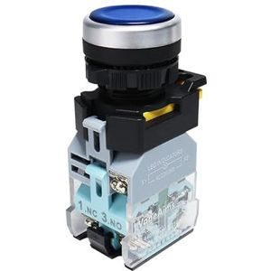 22mm 10A 12V 220V LED Licht Drukschakelaar Zilver Contact Snap On/Off Momentary Snap Power Switch 1PC (Kleur: Blauw, Maat: 22MM-1NO1NC_MOMENTARY-SELF