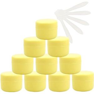 Cosmetica-doosjes, 12 stuks lege 50 ml roze plastic cosmetische potten met schroefdeksel, g kleine pot binnenvoering for reisgel lippenbalsem + 5x spatel(Geel,100ml)