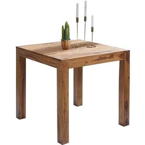 FineBuy Eettafel Sheesham Massief Hout 80 x 76 x 80 cm Keukentafel | Tafel Eetkamer Woonkamer Vierkant | Houten Tafel Klein