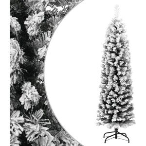 vidaXL Kunstkerstboom met Sneeuwvlokken Smal Kunstboom Kerstboom Kerst Kerstmis Boom Kerstdecoratie Kerstversiering Versiering Decoratie PVC Groen