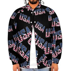 USA Woord of tekst met Amerikaanse vlag grappige mannen honkbal jas bedrukte jas zachte sweatshirt voor lente herfst