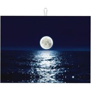 Volle maan in nacht afdrukken, afwasmatten absorberende afdruiprek mat voor aanrecht gootsteen mat droogpad 41 x 46 cm