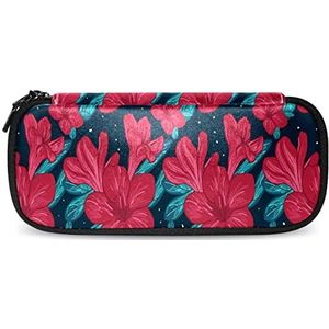 Rode Bloeiende Bloemen Patroon Etui School College Supplies