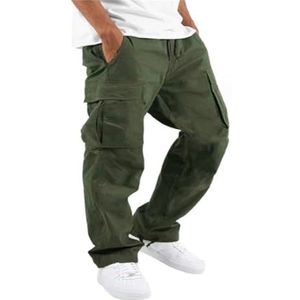 Rave-broeken For Heren Relaxte Pasvorm Trendy Overalls Cargo Met Rechte Pijpen Sportzakken For Heren(Color:Army green,Size:M)
