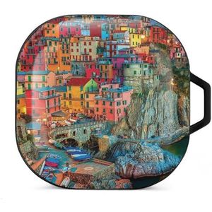 Italië strand Cinque Terre oordopjes hoesje compatibel met Samsung hard shell beschermhoes zwart-stijl