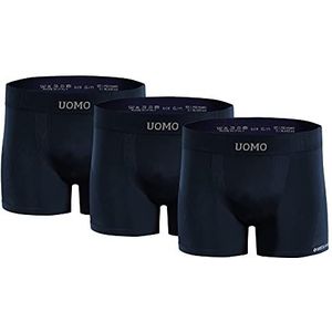 sesto senso Set van 3 strakke boxershorts voor heren, retrokleurrijk basic herenondergoed, ondergoed, donkerblauw, L-XL
